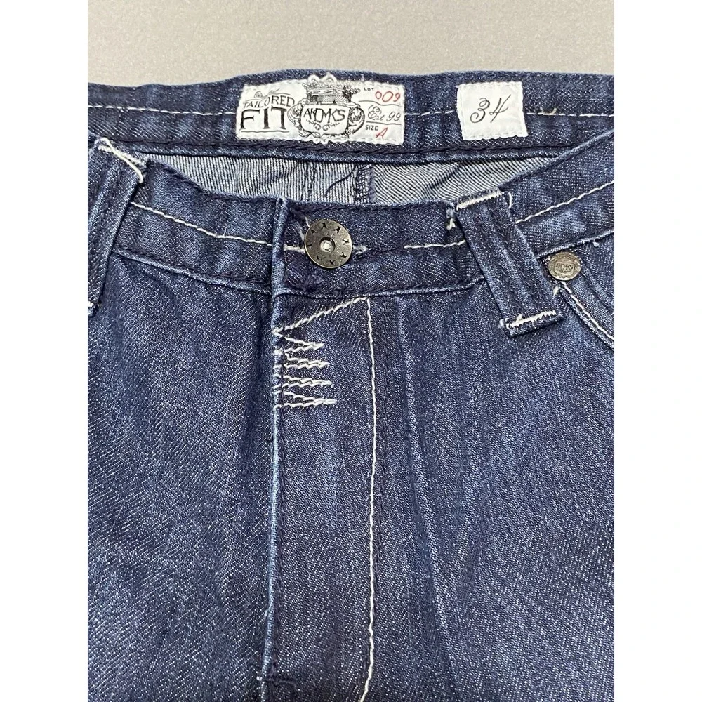 Akademiks Mens Tailored Fit Jeans Dark Wash Contrast Stitch Blue Size 34 A49P46